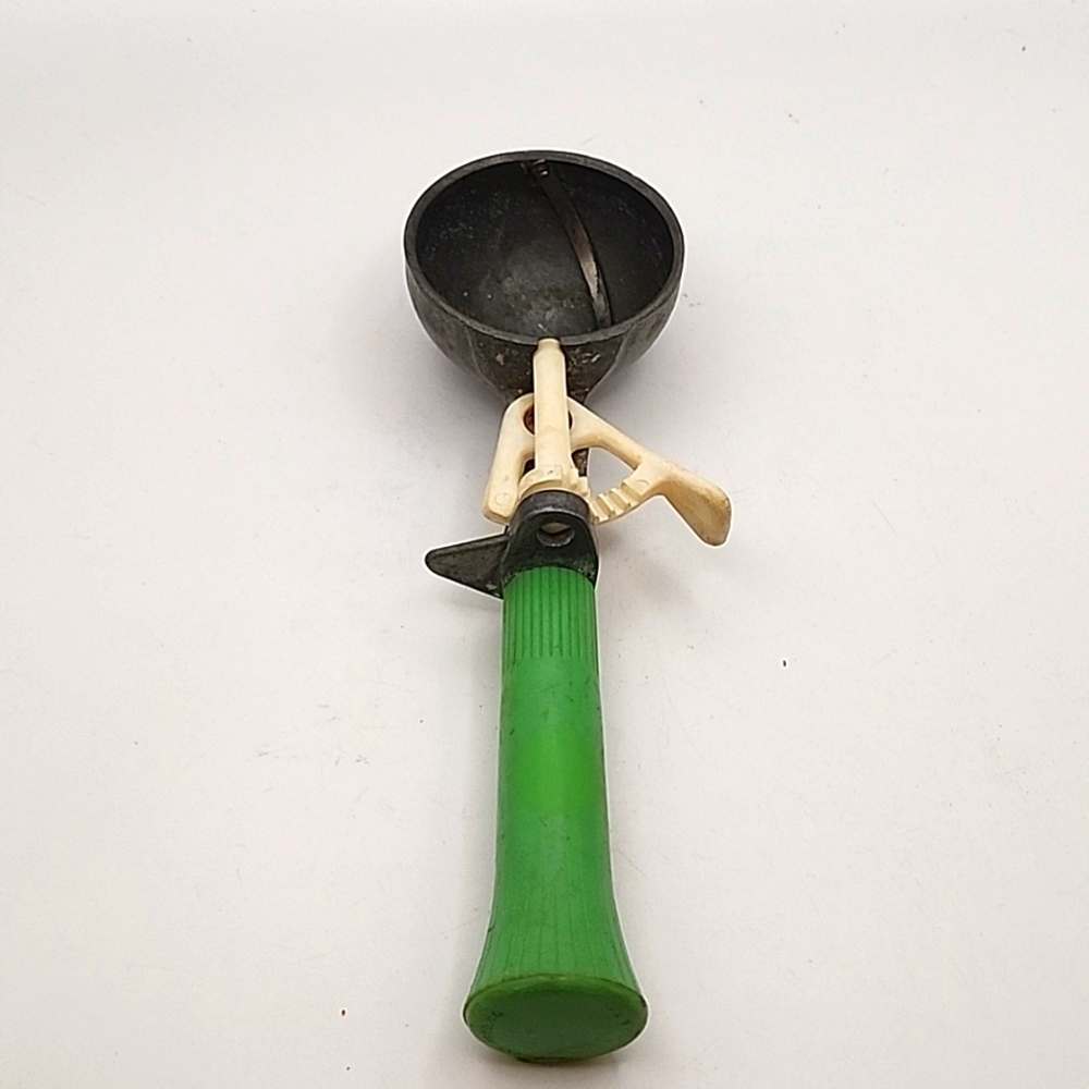 Vintage Ice Cream Scoop with Green Plastic Handle